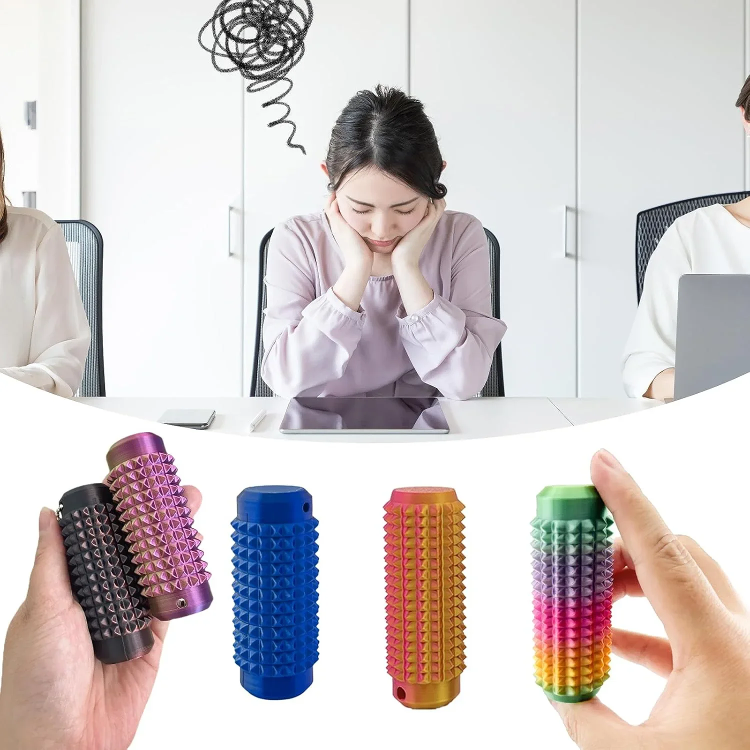 

3D Printed Tactile Sensory Keychain Portable Fidget Anxiety Stress Relief Toy with Spiky Grip Home Office Desk Decor Ornament