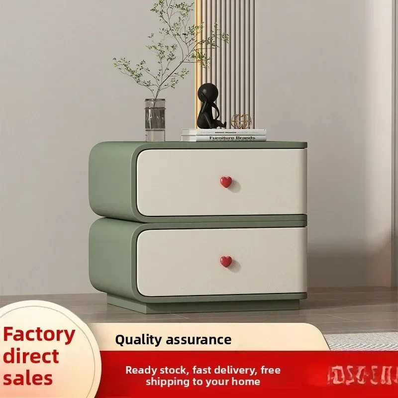 Double-layer contrasting bedside table Solid wood bedroom Home bedside storage sturdy and durable