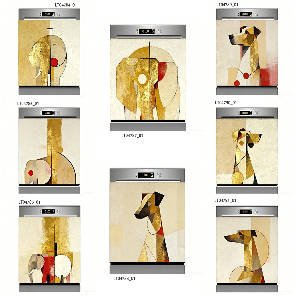 

Geometric Animal Dishwasher Decal, Cubism Elephant & Dog Art, Waterproof Removable Kitchen Appliance Sticker