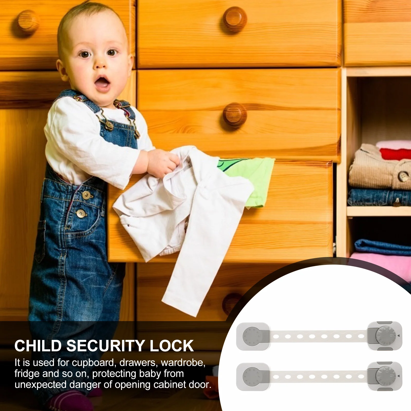 2 Pc Door Lock Multifunction Protective Infant Protection Baby Hand Secure Wardrobe Child