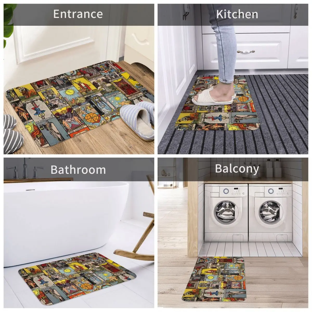 Mystery Tarot Card Kitchen Non-Slip Carpet The Major Arcana Bedroom Mat Entrance Door Doormat Floor Decor Rug