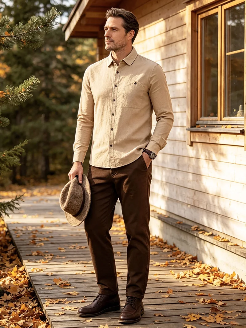 Men Spring Autumn Solid Color Linen Cardigan Lapel Collar Long Sleeve Shirt S171cc3b13d2642bc8703853cc7a9b186C
