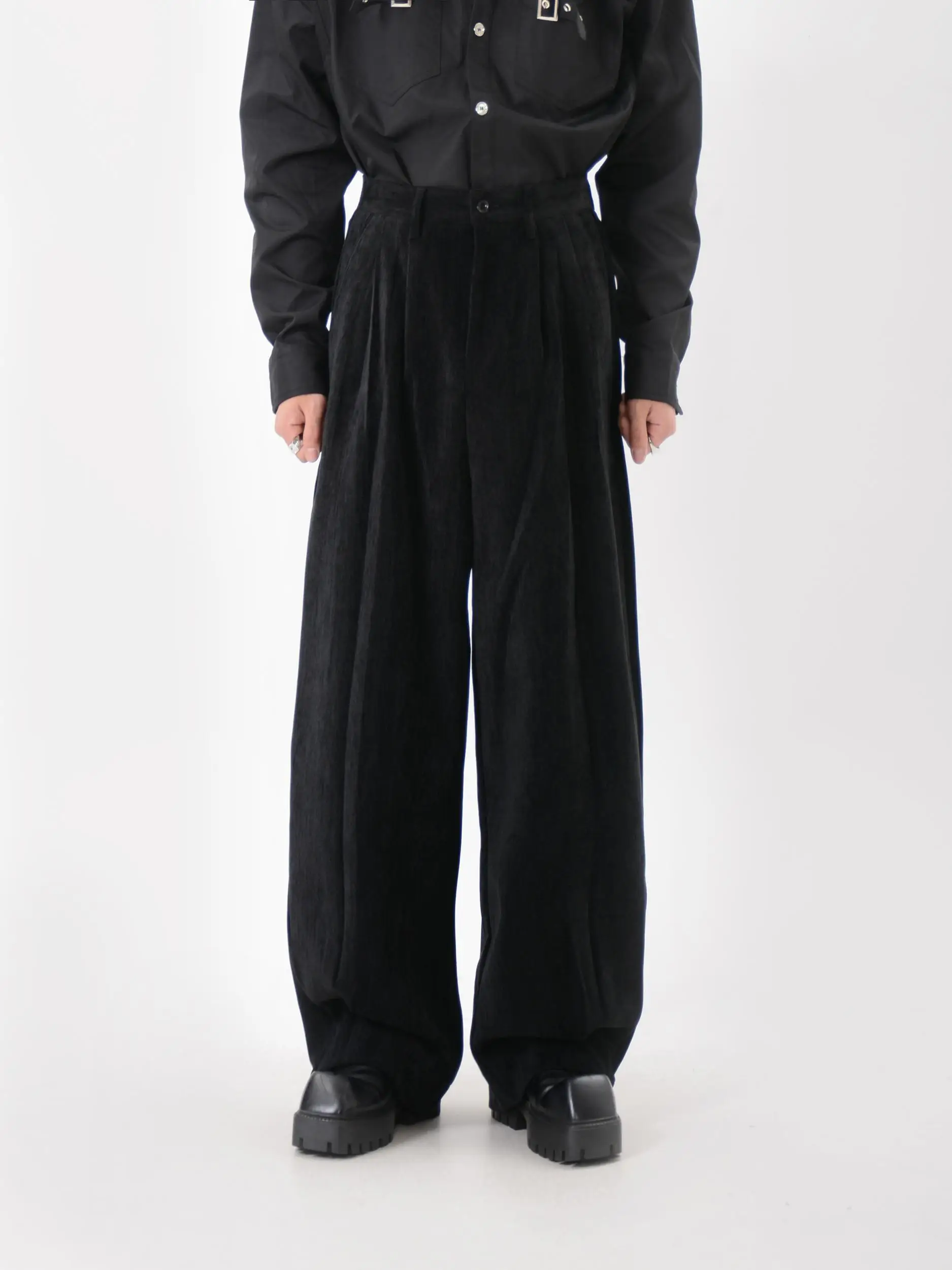 니치 디자이너 디자인 드레이핑 효과 수트 팬츠 남성용 루즈 캐주얼 와이드 레그 가을 및 겨울용