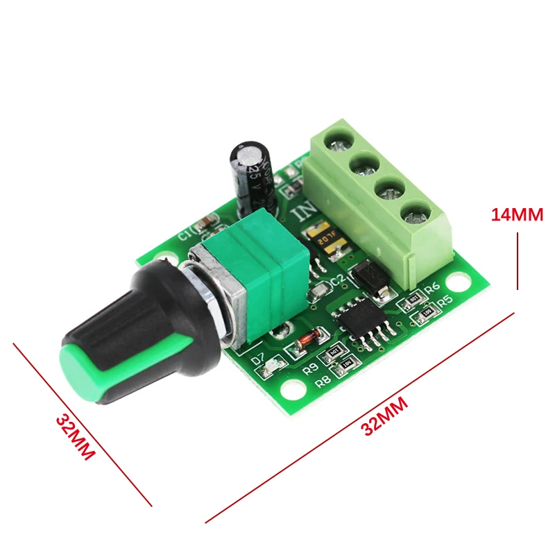 Mini 1803BK módulo controlador regulador de velocidad del Motor de CC, interruptor regulador ajustable para control de brillo de luz LED, 1,8 V-15V