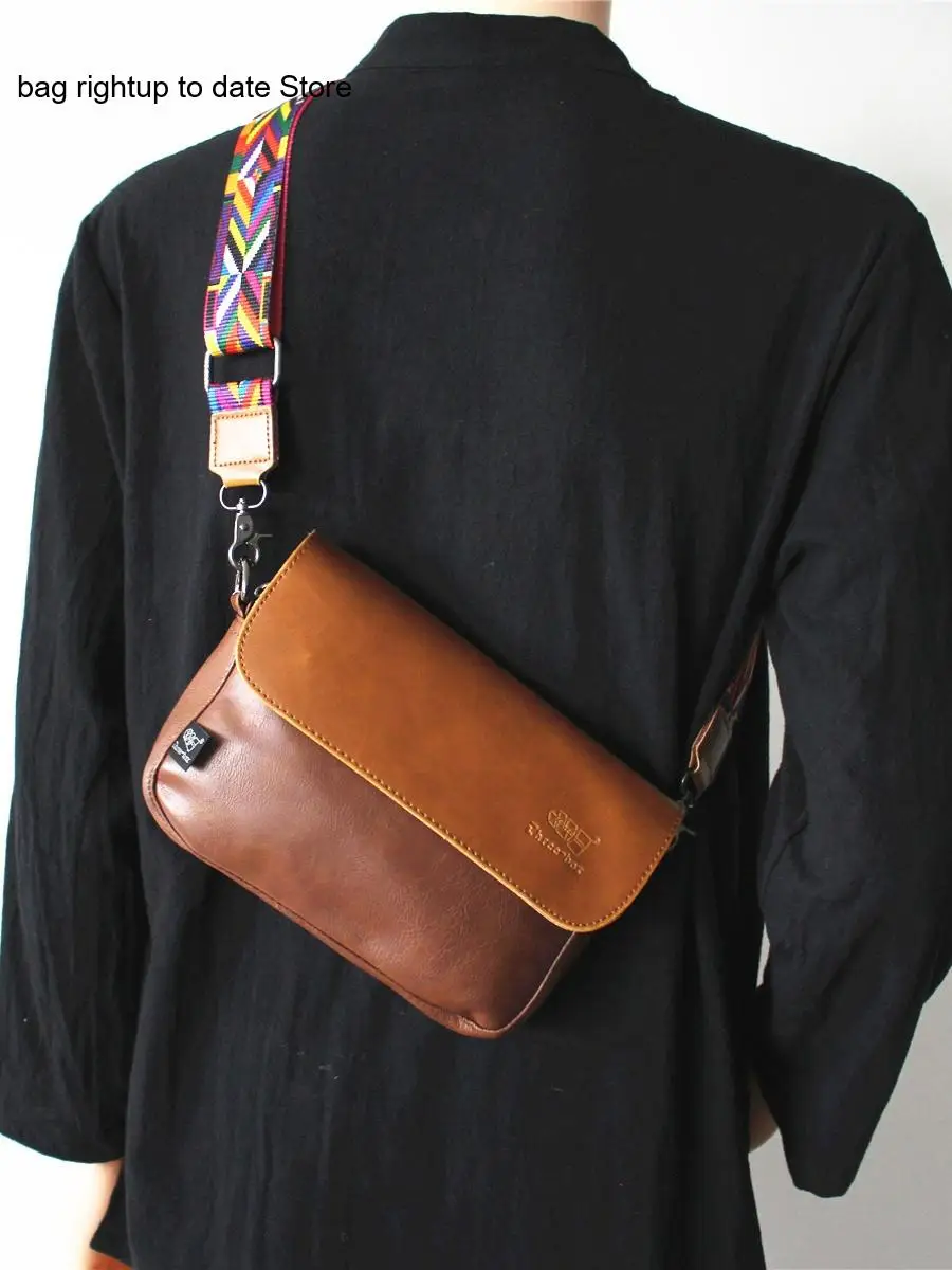Trendy Japanese Ribbon Street Style Single Shoulder Crossbody Bag Simple Commuting Retro for Men and Women