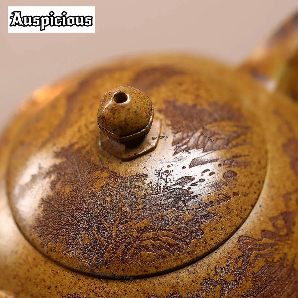 280ml Creative Yixing Purple Clay Teapots Handmade Hexagonal  Pot Raw Ore Wood-fired Mud Tea Making Kettle Chinese Zisha Tea Set