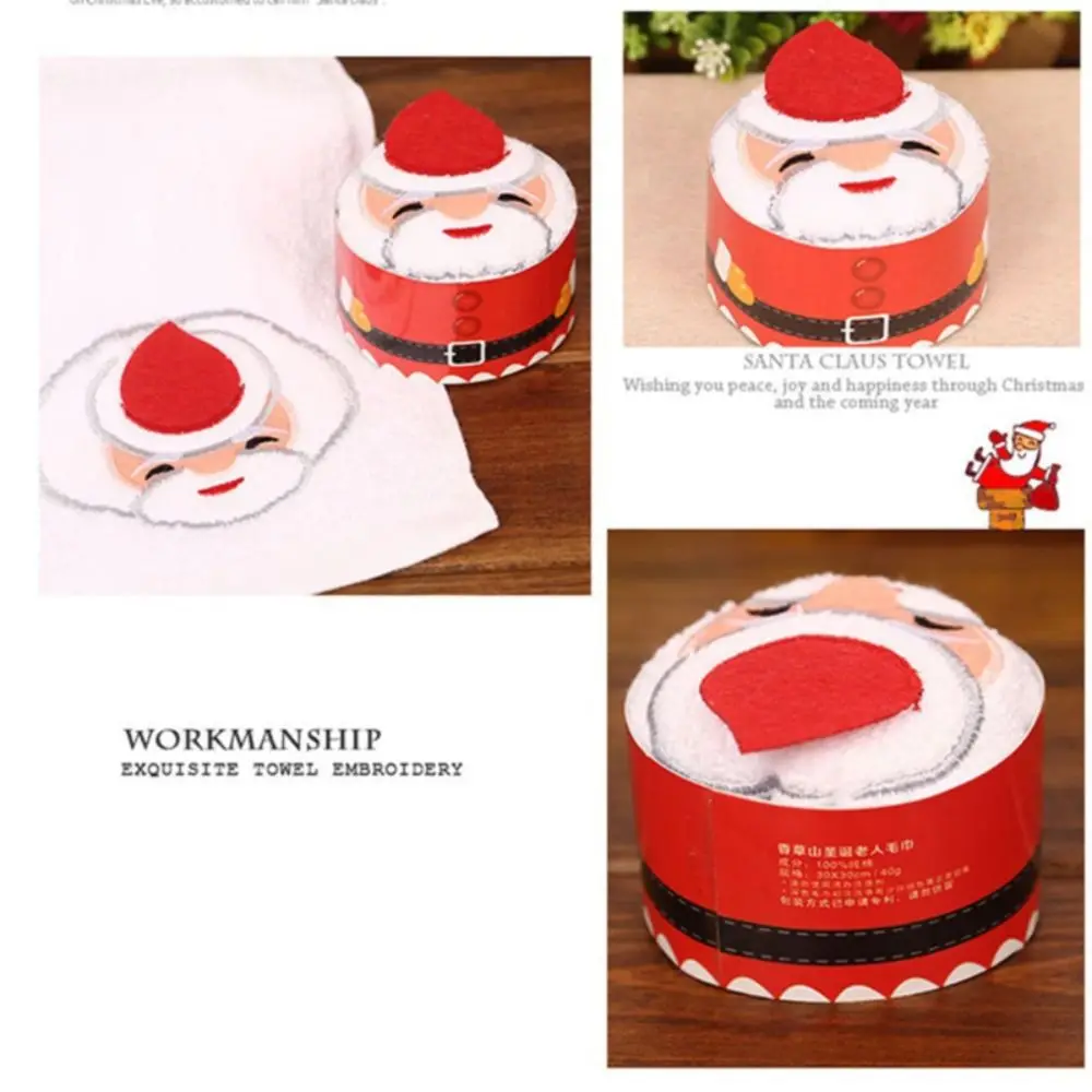 New Santa Claus Christmas Cake Towel High Absorbency Compact Xmas Gift Towel Cute Microfiber Fabric Soft Hand Towel Gift
