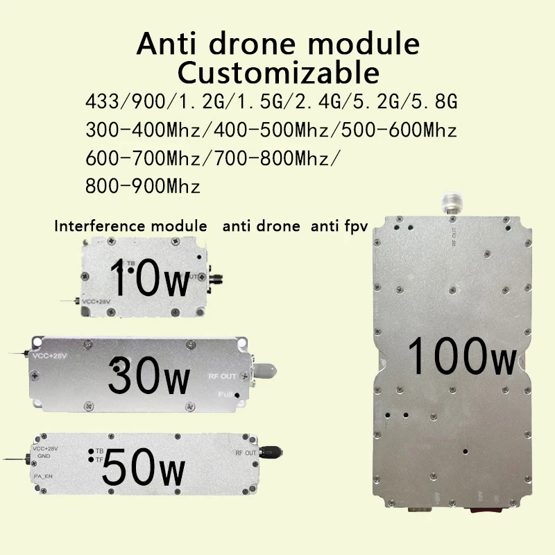 โมดูลกำเนิดจากเครื่องกำเนิดเสียงรบกวนพาวเวอร์แอมป์400-470MHZ680-1050MHZ400-550MHZ540-790MHZ780-930MHZ920-1060MHZ1060-1210MHZ 50W