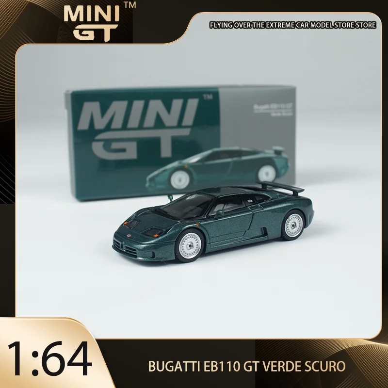 

MINIGT 1:64 Bugatti EB110 GT Verde Scuro Alloy Premium Diecast Vehicle Model Toys Collectible Display Piece