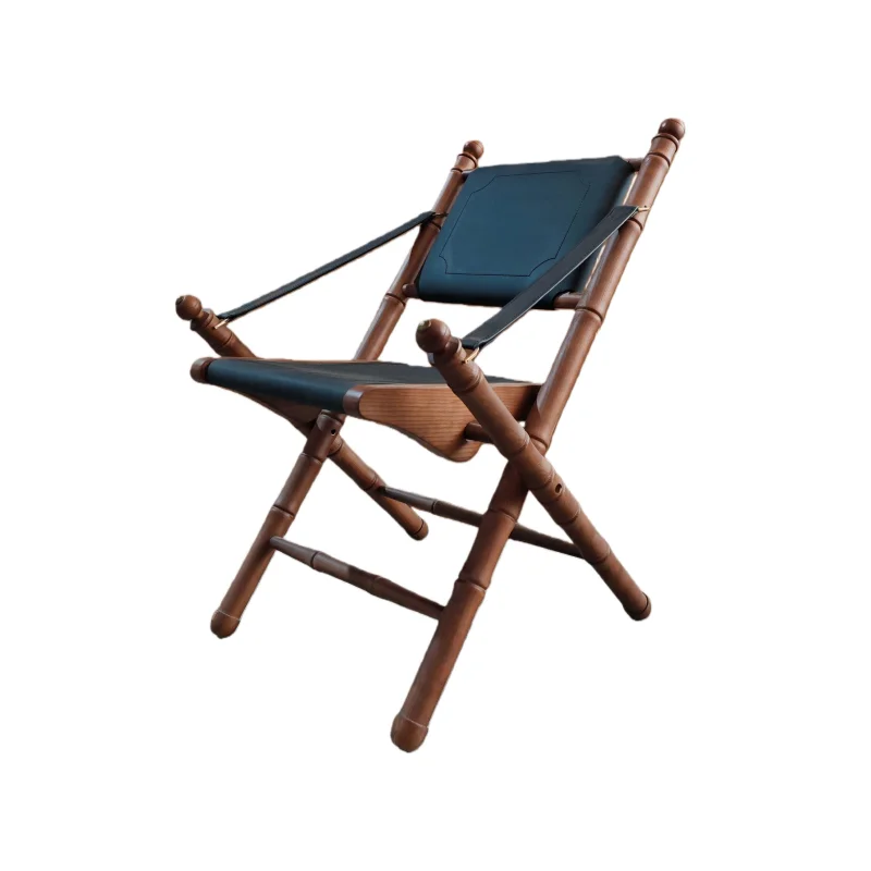 Purelyfeel Modern Solid Wood Folding Dining Chair Designer Saddle Chair Home Version Armrests Retro Backrest