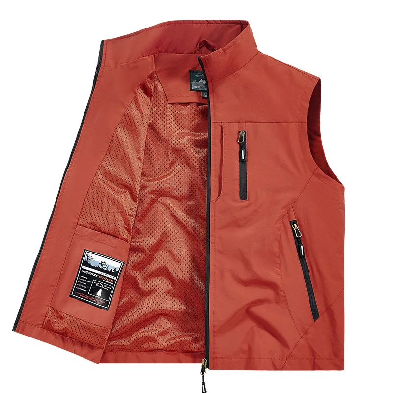 New Summer Men Mesh Outdoor Waistcoats Climbing Sleeveless Jackets Men Multi-pockets Waterproof Quick-drying Breathable Vests 6X