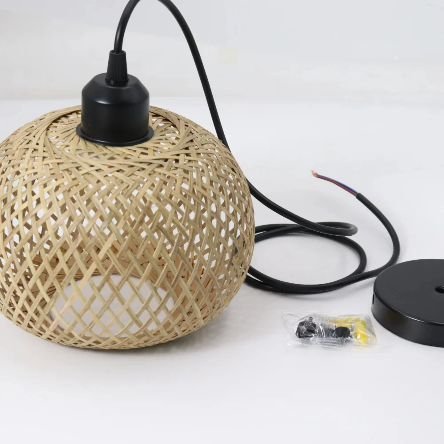 Bamboo Pendant Lamp Natural Rattan Chandeliers E27 Hand-knitting  Restaurant Living Room Decor Hanging Lamp Indoor Lampara techo