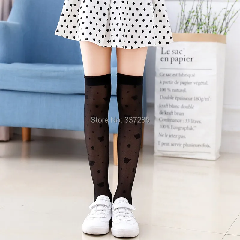 princess girls Summer White Student school stockings Kids over Knee High Ultra thin transparent baby Cat Butterfly long Socks