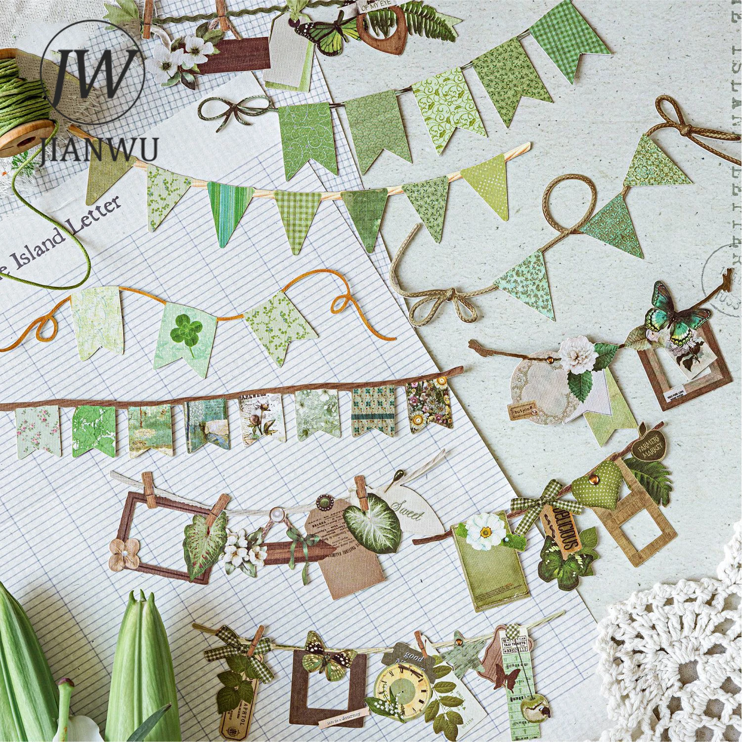 JIANWU Handmade Party Series Vintage Festival Hollow Landscape Material Collage Scrapbook Sticker Creative Journal Stationery