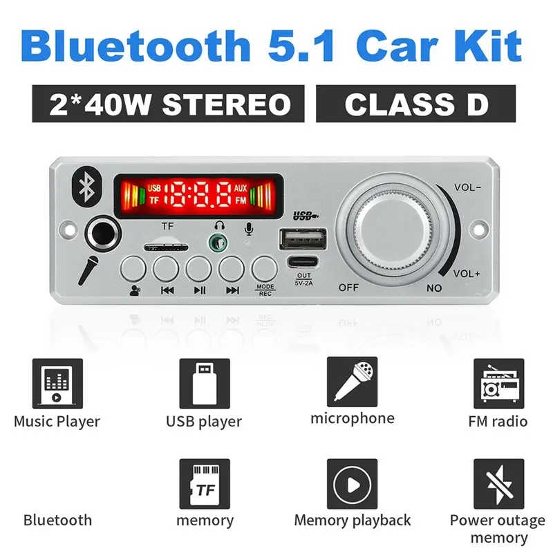 B68C Wireless Decoding Board 2X40w Screen For Singing Recording Call Lossless Functionality Featuring Remote Control Color Displ
