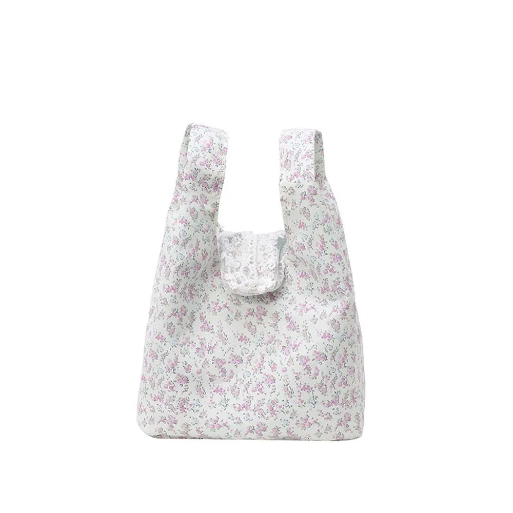 Tote Bag Sweet Floral Shoulder Bag Bow Contrast Color Women Floral Handbag Polyester Versatile 3 in 1 Canvas Backpack Storage