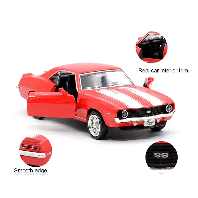 1:36 Chevrolet Series 1969 Camaro SS Corvette C6 C7 Camaro Diecast Metal Car Model Toy For Collection Gift Kids