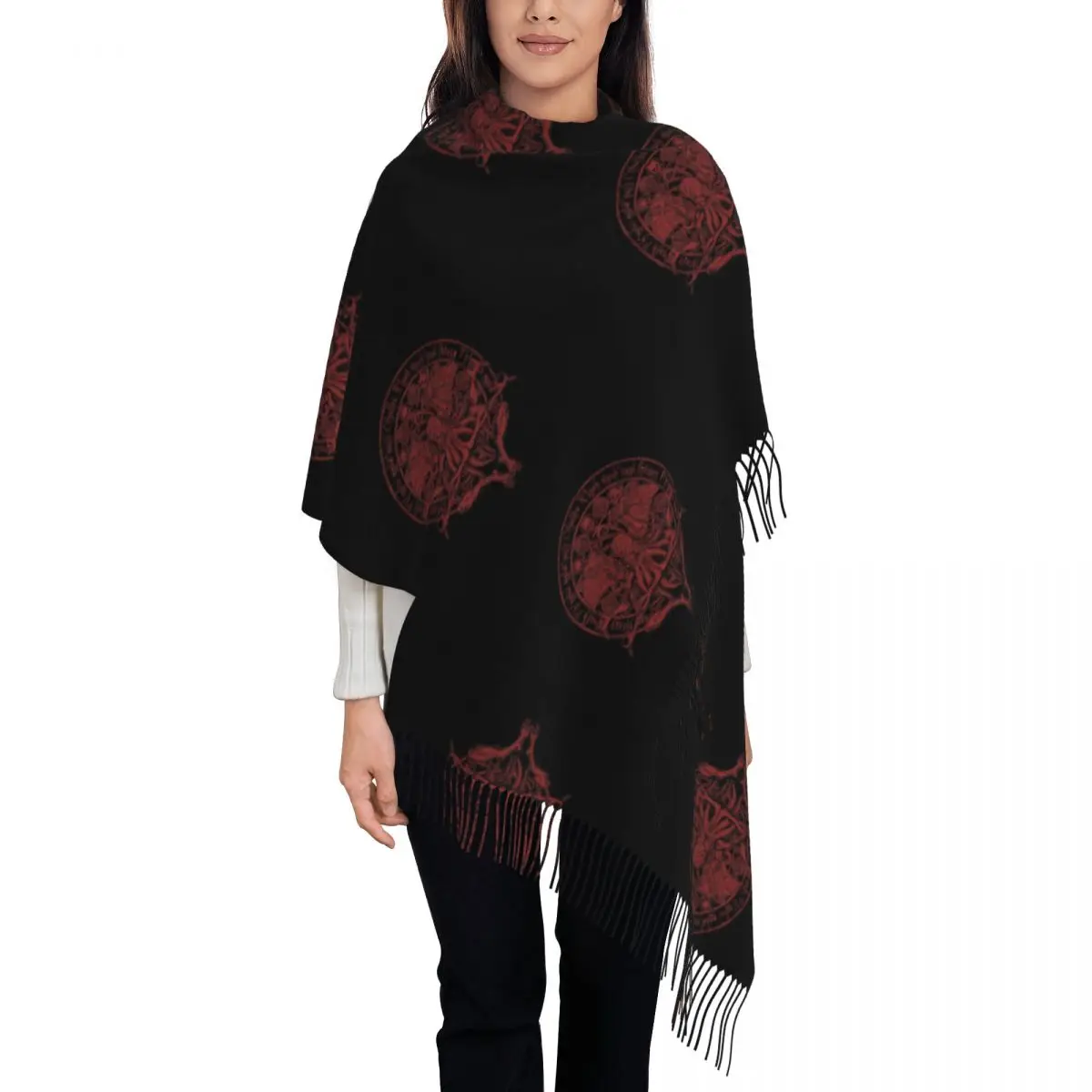 

The Idol - Cthulhu Red Variant Scarf Tassel Scarves for Women Soft Warm Shawls and Wraps Long Fall Winter Shawl Wrap