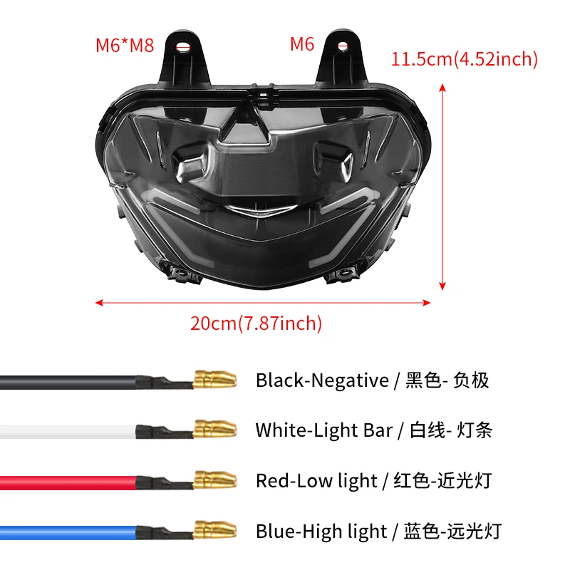 مجموعة المصابيح الأمامية للدراجة النارية مناسبة لياماها Y16ZR عالية منخفضة شعاع ضوء النهار الجري