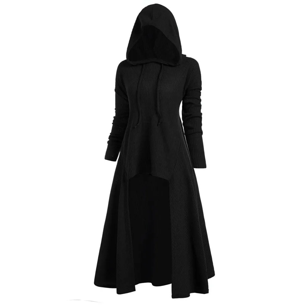 Women Autumn Evening Party Dress Tunic Long Sleeve Hooded Robe Cloak Knight Medieval Gothic Fancy Dress Masquerade Cosplay Gowns