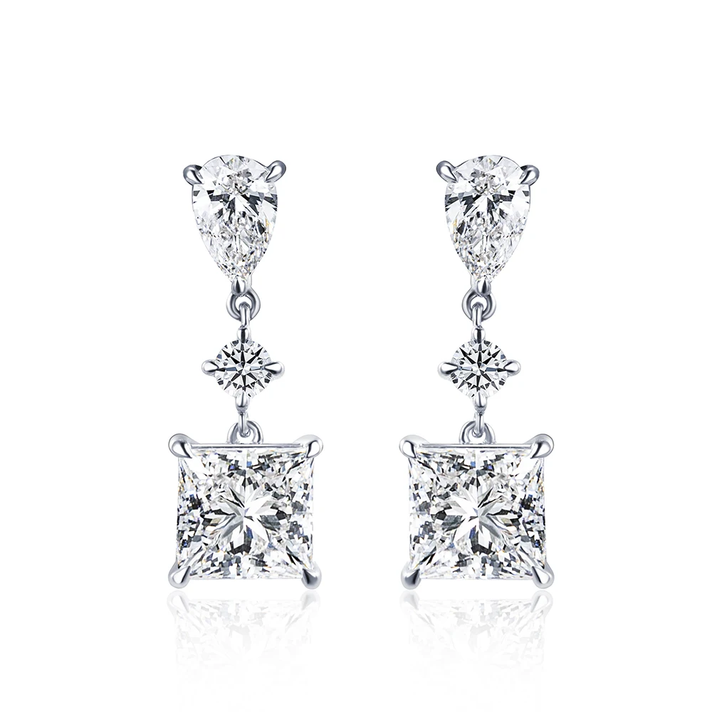 Women's 1CT Princess‑Cut Lab‑Grown Diamond Stud Earrings HPHT CVD DEF VS‑VVS IGI Certified 9K White Gold Plated Fine Jewelry Wholesale Wedding Anniversary Gift For Her view 7