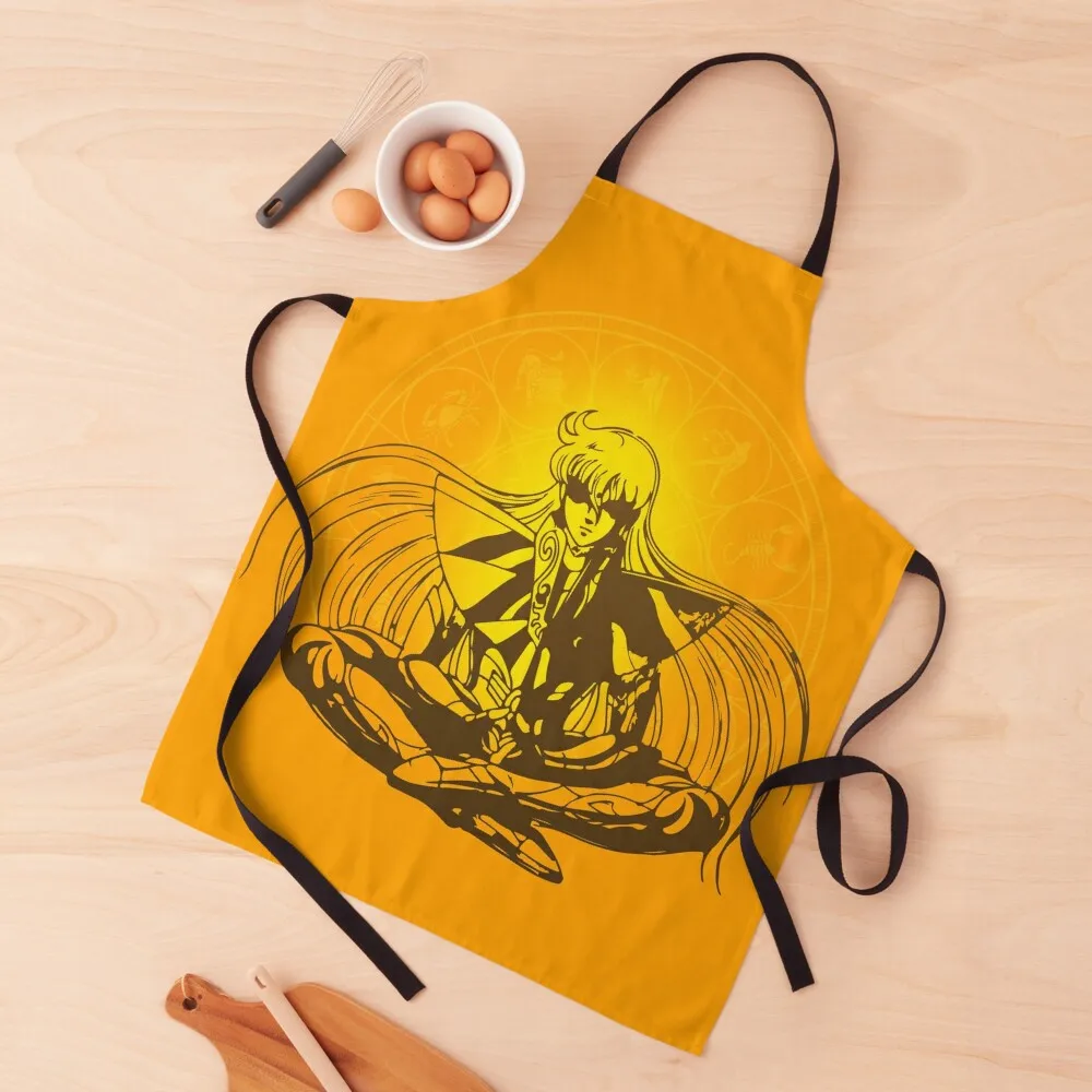 Virgo Shaka Saint Seiya Zodiac Knights in Orange Apron Kitchen Salon Apron Waiter Uniforms