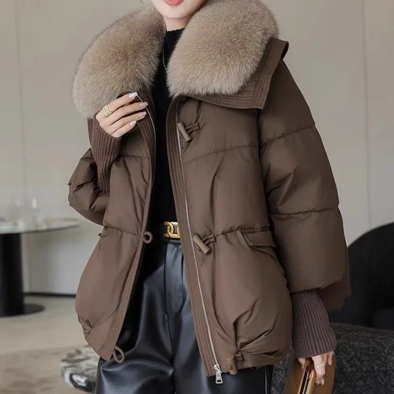 Big Fur Collar Hooded Fur Coats Puffer Jacket Fashion Padded jacket  Jackets Female Women Winter Ladies Loose Overcoats