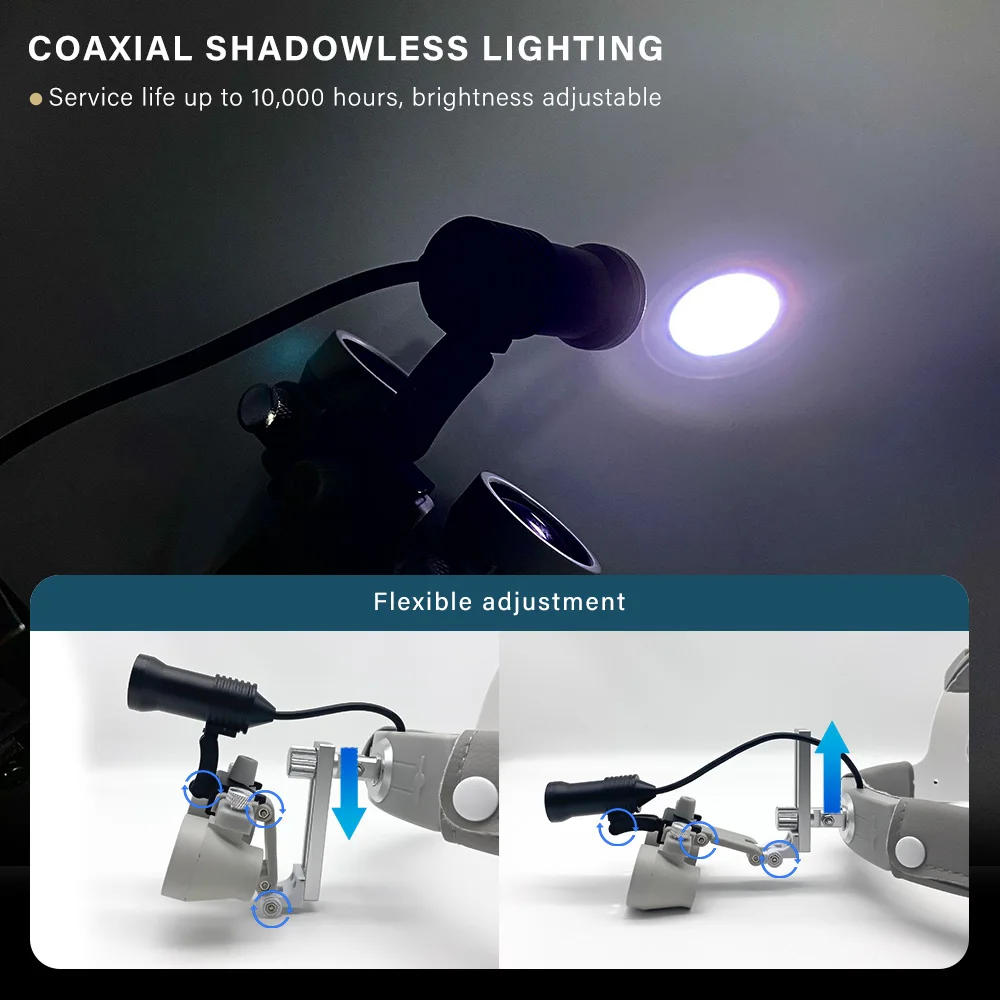 5W den tal Faro LED quirúrgico Diadema Lupas binoculares Punto de brillo Faro ajustable 2.5X 3.5X