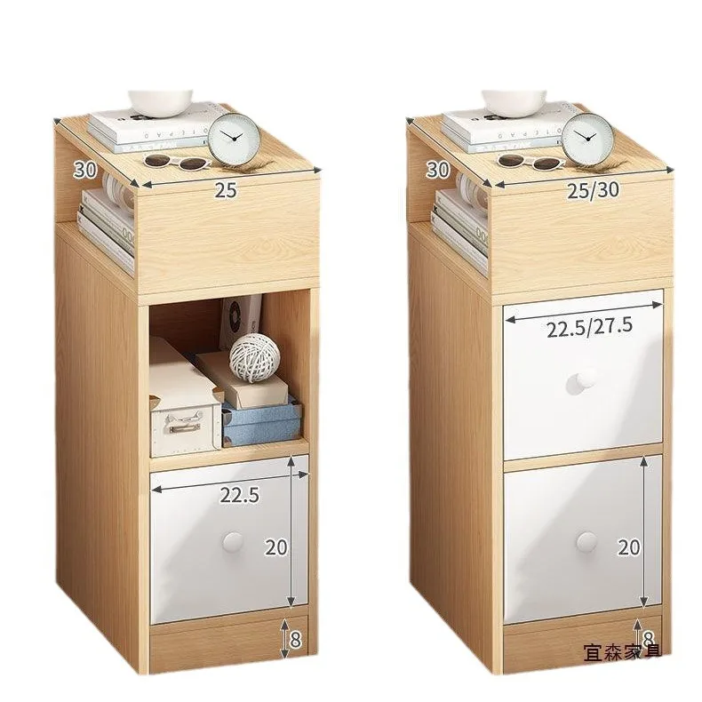 

Ultra-narrow bedside table Modern minimalist bedroom solid wood seam bedside cabinet mini storage cabinet mini locker