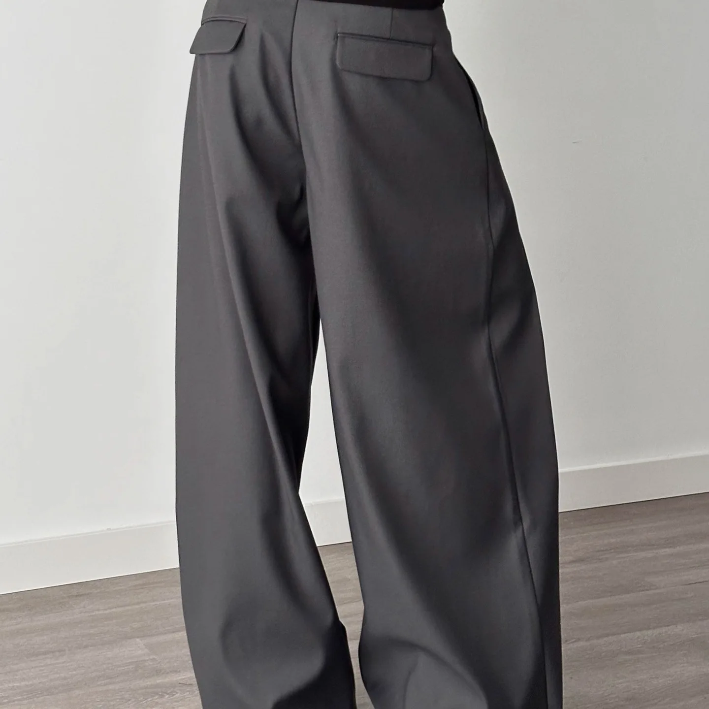 กางเกงสูทสีดำใหม่ปี 2025 แฟชั่นผู้ชาย กางเกงเดรสทรงหลวมสไตล์เกาหลี กางเกงขายาวทรงกว้างโอเวอร์ไซส์ กางเกงขายาวผู้ชาย