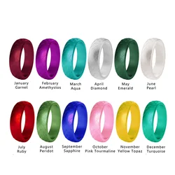 Fish Scales Mermaid Rubber Silicone Rings Pink Green Blue Round Birthstone Bride Wedding Ring Jewelry for Women Anillo Silicona