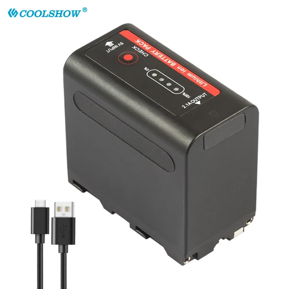 8700mah Battery for Sony NP-F980 NP F970 F960 F750 F770 LED Video Light Photographic Lamp Batteries Power Bank USB Charge Output