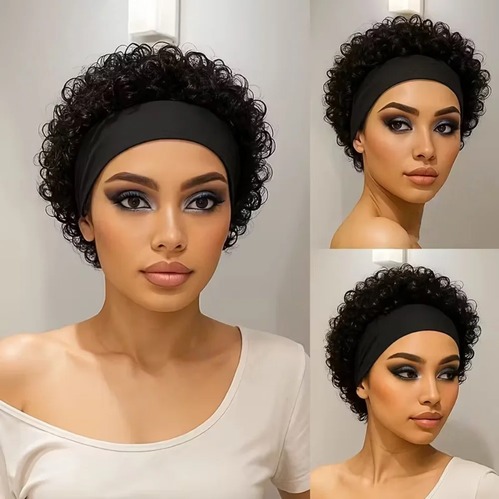 شعر مستعار قصير بقص عابث من الشعر البشري، موجات مجعدة للنساء، شعر مستعار ذو مظهر طبيعي، شعر مستعار مصنوع آليًا بالكامل