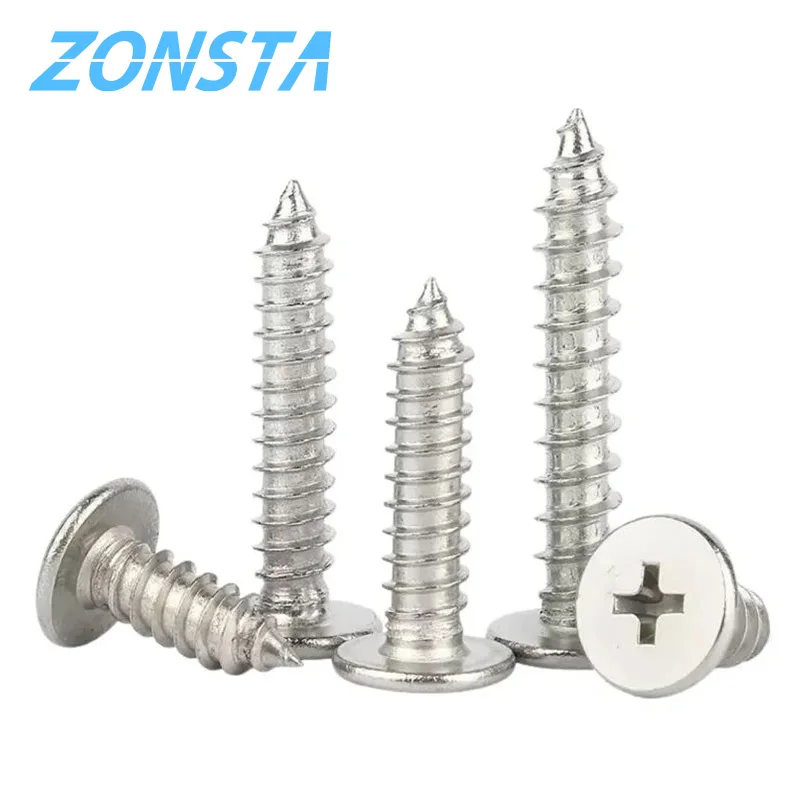 M2 M2.6 M3 M3.5 M4 M5 M6 Cross Phillips Ultra Thin Super Low Flat Wafer Head 304 Stainless Steel Self tapping Wood Screw