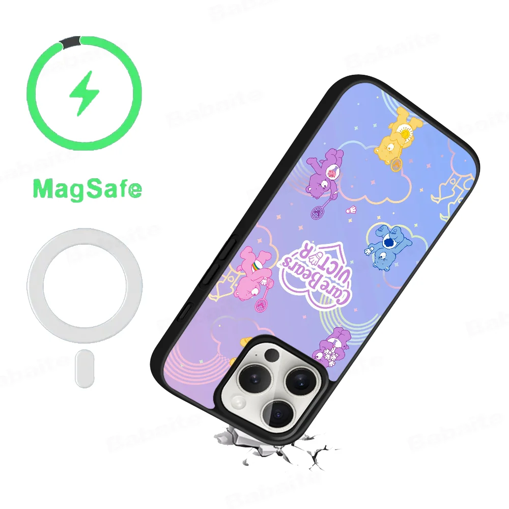 Cartoon C-Care B-Bears Cute Phone Case Magnetic Case For IPhone 16 14 13 12 11 15 Pro Max Plus For Magsafe Wireless Charge Cover