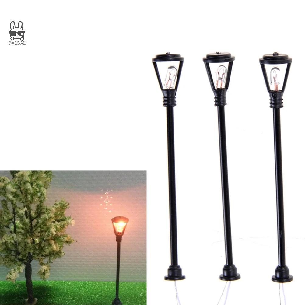 Lampes de jardin miniatures, échelle 1:100, modèle noir, éclairage à une tête, lampadaire, lumière de paysage, décoration, 10 pièces