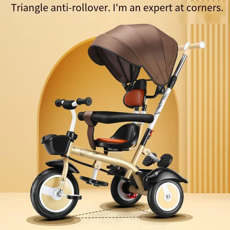 

Children's Three-wheeled Stroller Lightweight Stroller Newborn Baby Two-way Swivel Seat Anti-scroll Baby Stroller 4 in 1