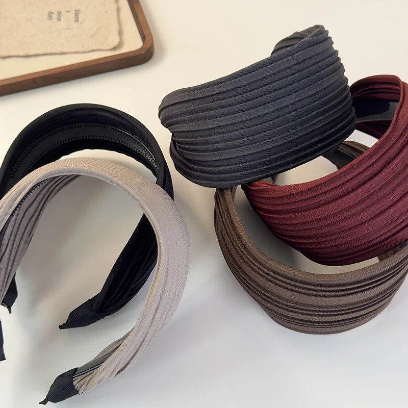 Retro Simple Wide Side Stripes Headband Women Temperament Hair Hoop Female Antiskid Hair Band Autumn Winter Hair Accessories New