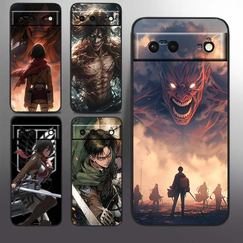 

Anime Attacks on T-Titan For Google Pixel 9a 9 8A 8 7 7A 6 6A Pro XL 2024 5G Black Soft TPU Silicone Cover Phone Case