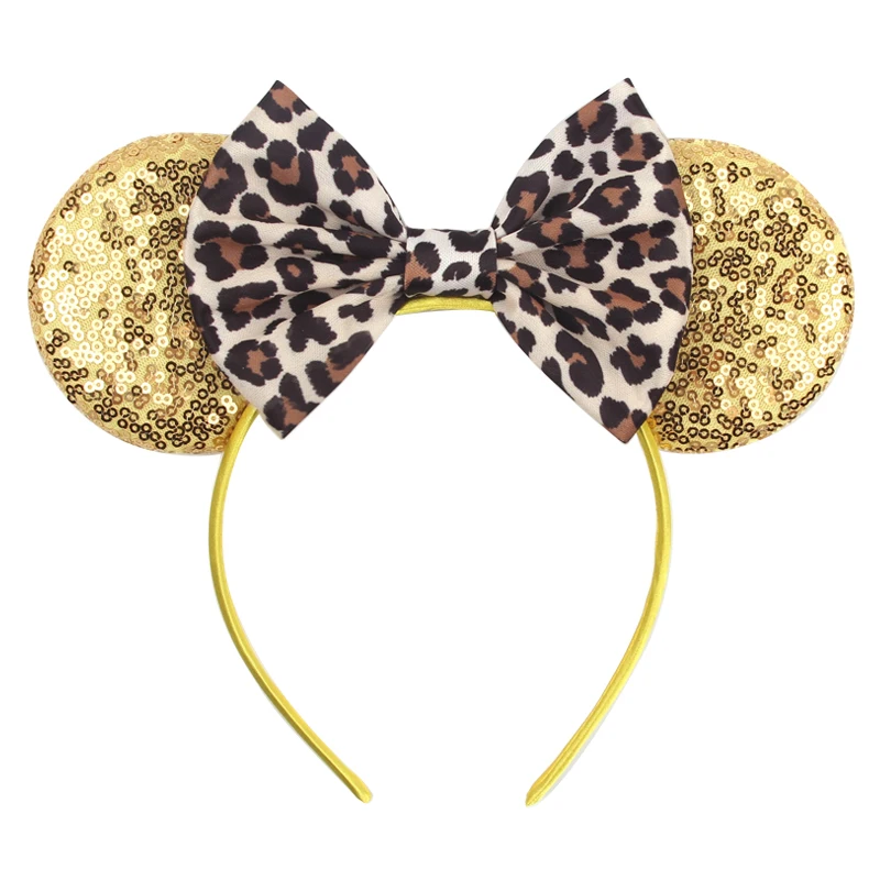 Mode klassische Leopardenmuster Mickey Mouse Ohren Stirnband 5"Bogen Haarband Mädchen Frauen Festival Party DIY Haarschmuck Geschenke – Detail 11