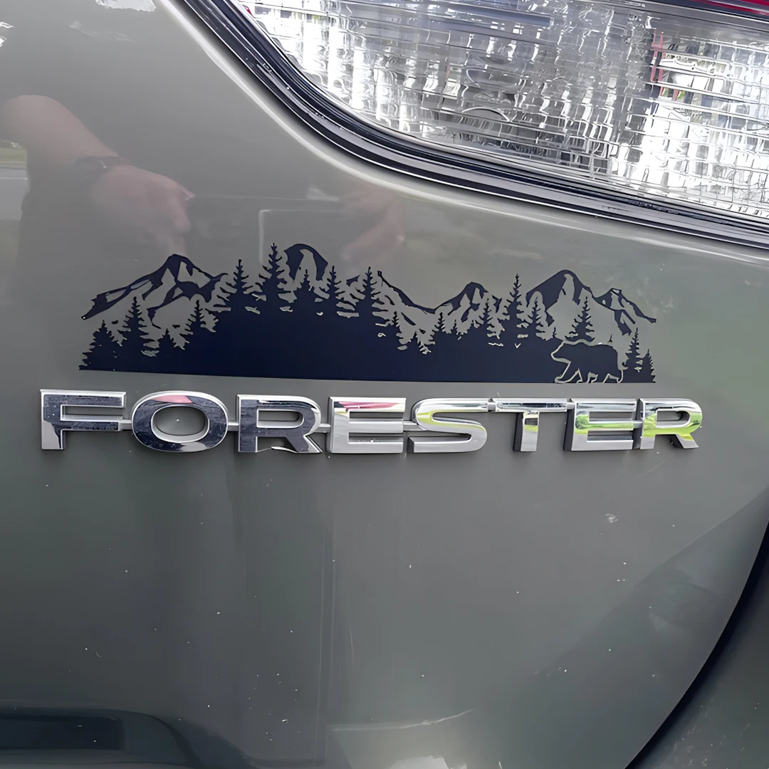 ملصق ذيل السيارة المزخرف للغابات والدب ، شعار السيارة ، ملصق الفينيل الرسومي ، الشارات لسياراتك ، سيارات الرباعي ، الشاحنات