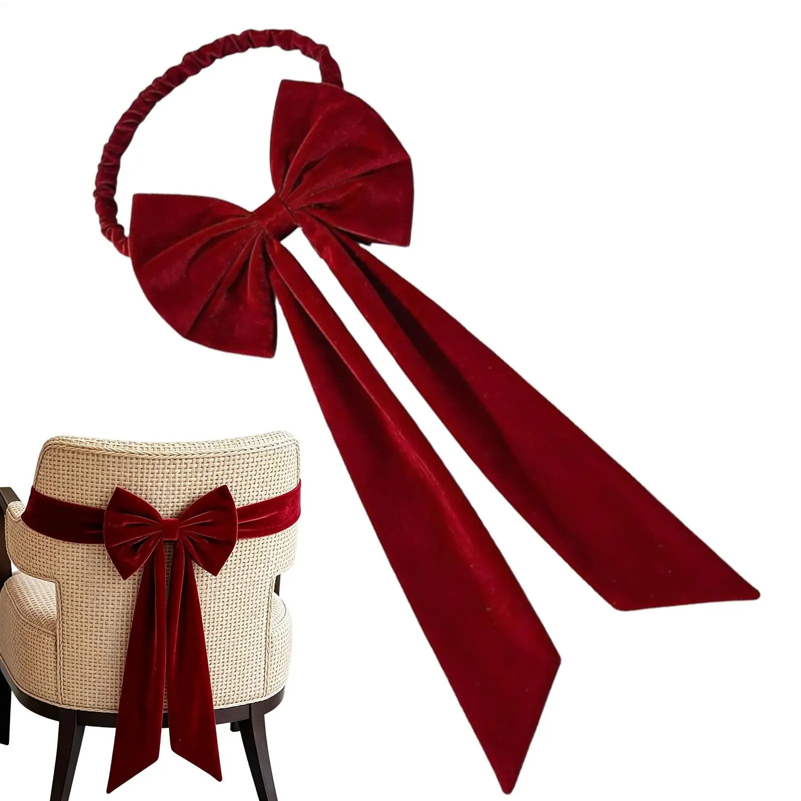 Satin Chair Sash Bow Tie Knot Band For Wedding Birthday Party Hotel Show Shiny Color Holiday Celebration Festival Party Decor