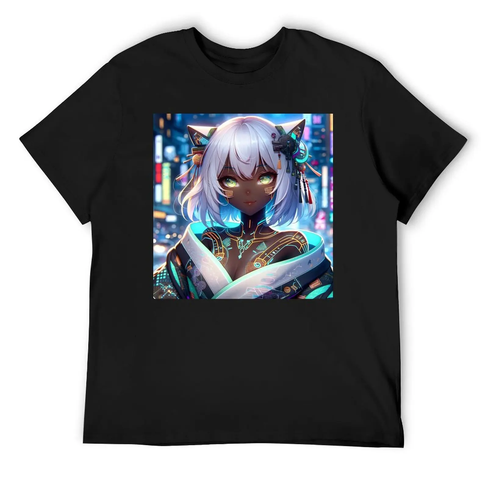 Cyber Neko T-Shirt summer tops shirts graphic Short sleeve tee mens big and tall t shirts