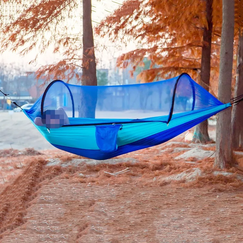 

Double Anti Mosquito Hammock Fast Opening Design, Anti Rollover Outdoor Net Bed, Summer Camping Leisure Swing for Outside Use