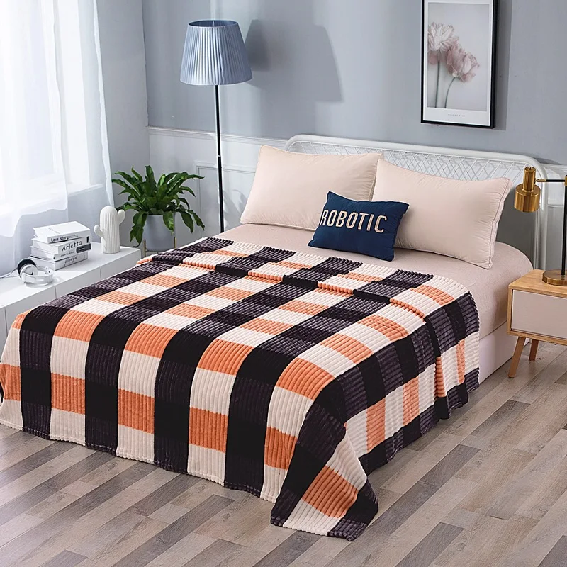 Flannel Blankets For Beds Soft Warm Coral Fleece Throw Blanket Single Layer Warm Fleece Bedspreads Home Bedding Blanket