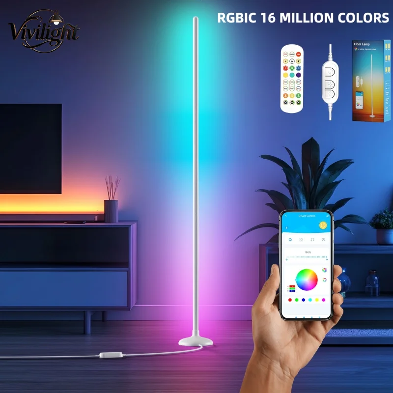 140CM LED RGB Floor Lamp Bar, Sound Pickup Ambient Light, Corner Wall Light for Bedroom, E-Sports Room Live Atmosphere Lamp