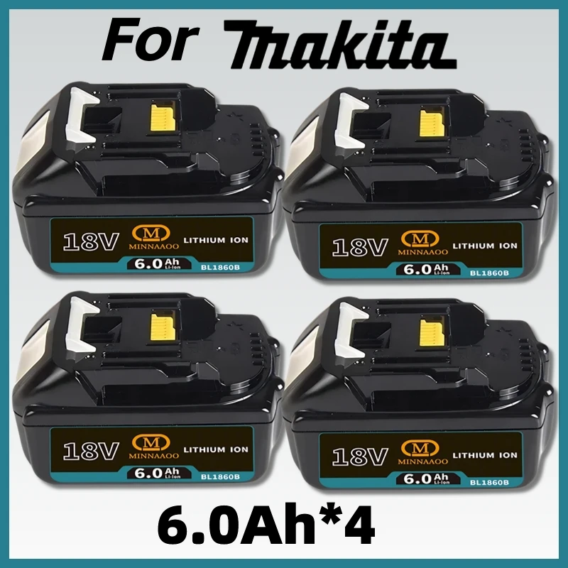 

Резервная батарея BL1860B 18 В 6000 мАч для Makita Аккумуляторная дрель BL1860 BL1840 BL1850 с зарядным устройством DC18RF 3A