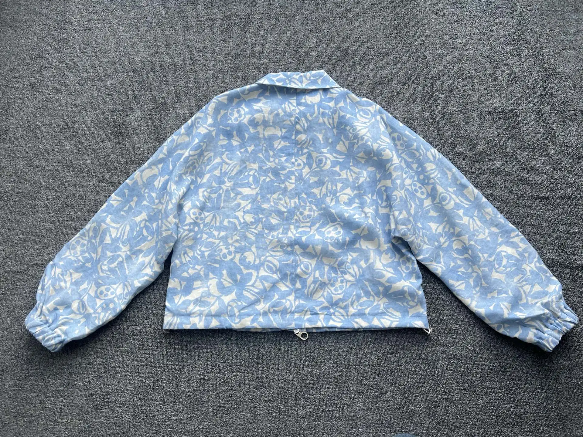 

2025 Early Spring New Old Money Style Printed Linen Jacket + Elastic Waist Straight Pants Set