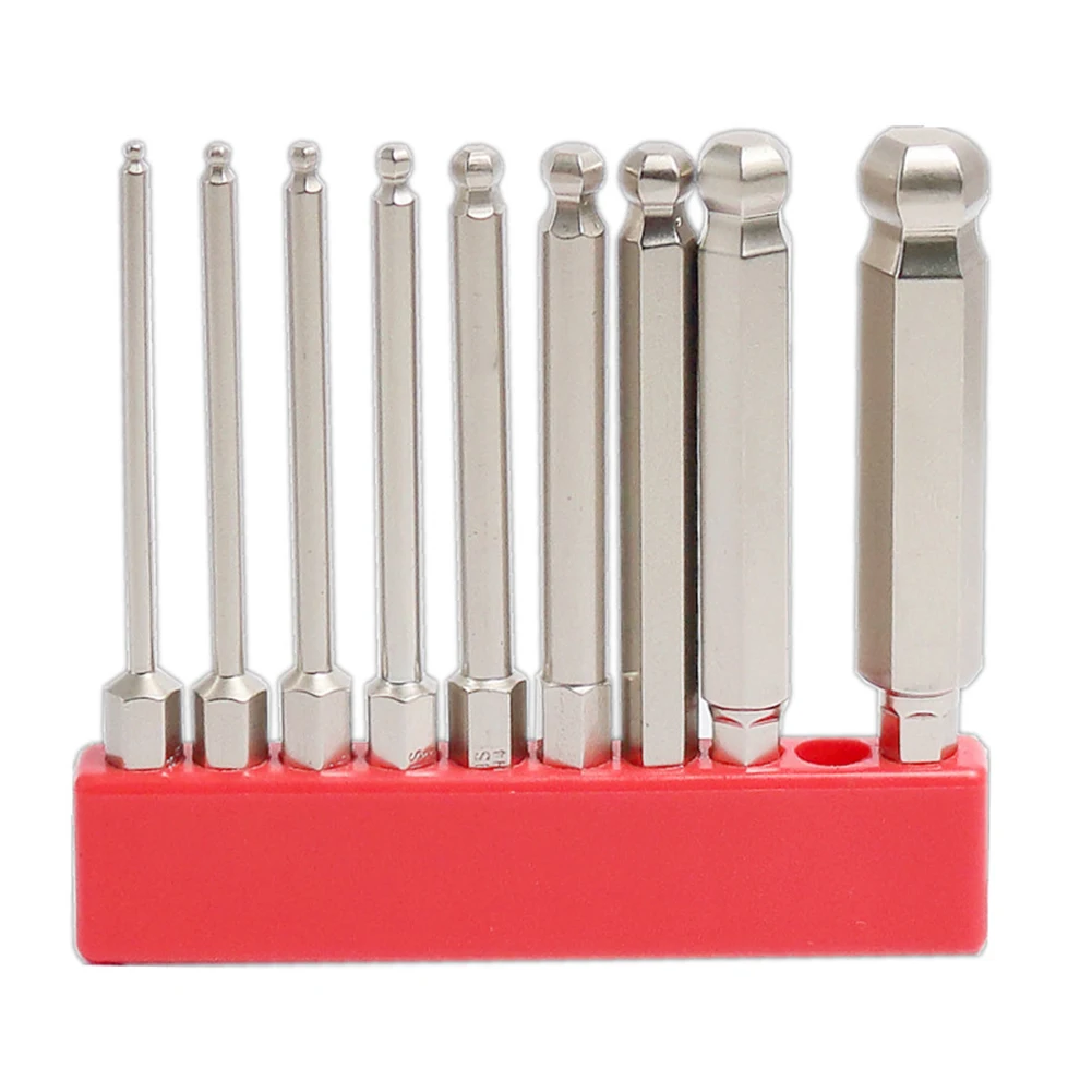 9-teiliger Kugelkopf-Sechskant-Schraubendreher-Bit-Satz 1/4'' Sechskantschaft 50/75/100mm Magnetischer Schraubendreher-Holster H10 H8 H6 H5 H4 H3 H2.5 H2 H1.5 Reparaturwerkzeug – Detail 7