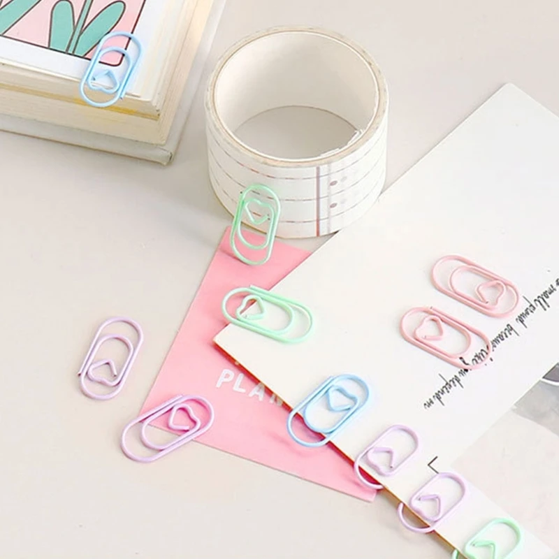 80 ชิ้นหัวใจสีสันกระดาษคลิป 20 มิลลิเมตรโลหะขนาดเล็กคลิปหนีบกระดาษผู้ถือแฟ้มคลิปโลหะที่คั่นหน้าสำหรับ Binding แฟ้มเอกสาร